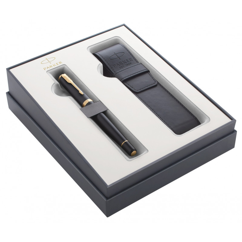 Подарочный набора 2021: ручка перьевая Parker Urban Core F309, Black GT (Перо M) + чехол для ручки Parker